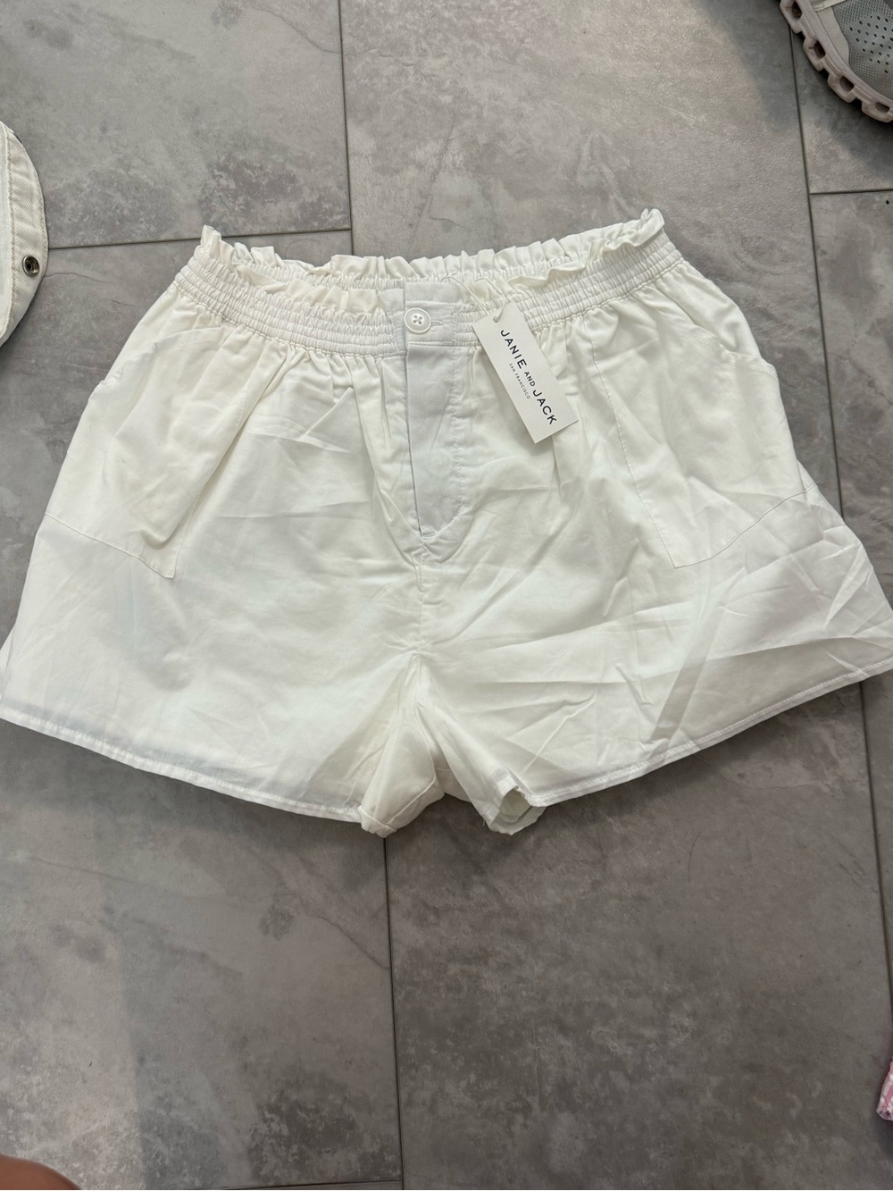 Janie and Jack Cream High-Waist Elastic Shorts